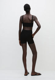 Cropped Knit Bike Short - Black - Matteau